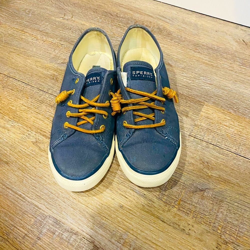 Blue sperry top-slider canvas sneakers size 7